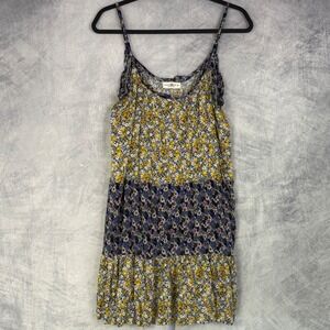 Natural Life tiered Mini Dress patchwork Boho festival Sz M whimsical feminine